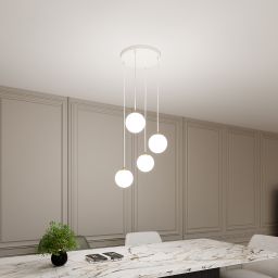 Emibig Royal lampa wisząca 4x10 W biała-złota 1244/4