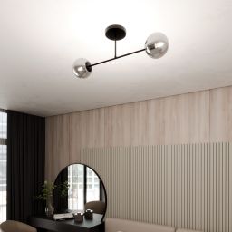 Emibig Roma lampa podsufitowa 2x10 W czarny/szkło grafitowe 1245/2