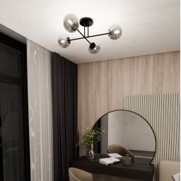Emibig Roma lampa podsufitowa 4x10 W czarny/szkło grafitowe 1245/4