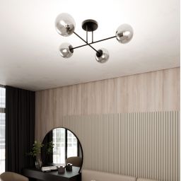 Emibig Roma lampa podsufitowa 4x10 W czarny/szkło grafitowe 1245/4