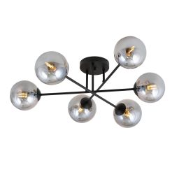 Emibig Roma lampa podsufitowa 6x10 W czarny/szkło grafitowe 1245/6