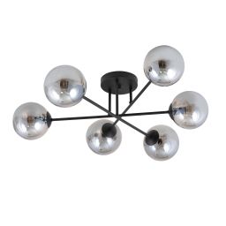 Emibig Roma lampa podsufitowa 6x10 W czarny/szkło grafitowe 1245/6