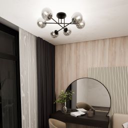 Emibig Roma lampa podsufitowa 6x10 W czarny/szkło grafitowe 1245/6