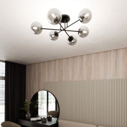 Emibig Roma lampa podsufitowa 6x10 W czarny/szkło grafitowe 1245/6