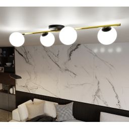 Emibig Splendi lampa podsufitowa 4x10W czarny/złoty/opal 1248/4