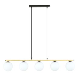 Emibig Allora lampa wisząca 5x10 W czarny/szkło mleczne 1254/5