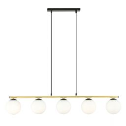 Emibig Allora lampa wisząca 5x10 W czarny/szkło mleczne 1254/5