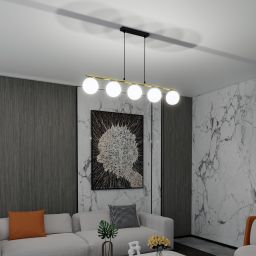 Emibig Allora lampa wisząca 5x10 W czarny/szkło mleczne 1254/5