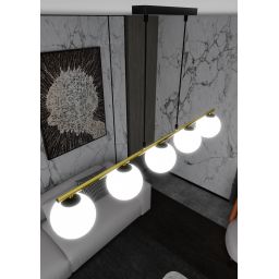 Emibig Allora lampa wisząca 5x10 W czarny/szkło mleczne 1254/5