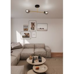Emibig Magnum lampa podsufitowa 2x10W czarny/złoty/grafit 1269/2