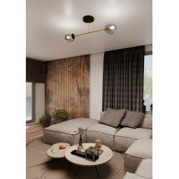 Emibig Magnum lampa podsufitowa 2x10W czarny/złoty/grafit 1269/2