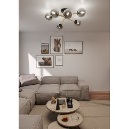 Emibig Magnum lampa podsufitowa 6x10W czarny/złoty/grafit 1269/6