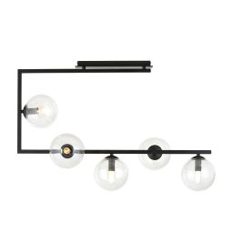 Emibig Soma lampa podsufitowa 5x10W czarny/szkło przezroczyste 1289/5
