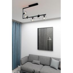 Emibig Soma lampa podsufitowa 5x10W czarny/szkło przezroczyste 1289/5
