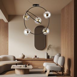 Emibig Stardom lampa podsufitowa 5x10W czarny/szkło grafitowe 1292/5