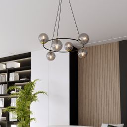 Emibig Azura lampa wisząca 6x10W czarny/szkło grafitowe 1294/6