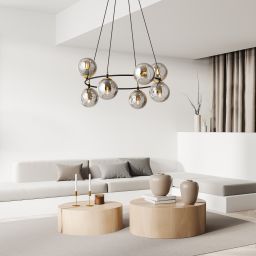 Emibig Azura lampa wisząca 7x10W czarny/szkło grafitowe 1294/8