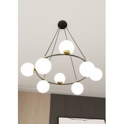 Emibig Azura lampa wisząca 7x10W czarny/szkło mleczne 1295/8