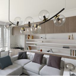 Emibig Ritz lampa wisząca 7x10W czarny/szkło przezroczyste 1296/7