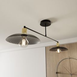 Emibig Spirit lampa podsufitowa 2x15W czarny/złoty 1320/2