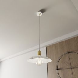 Emibig Spirit lampa wisząca 1x15 W biała-złota 1321/1
