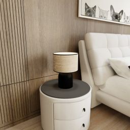 Emibig Aspen lampa stołowa 1x15 W czarny/rattan 1324/LN1