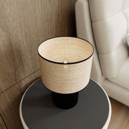 Emibig Aspen lampa stołowa 1x15 W czarny/rattan 1324/LN1