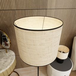 Emibig Aspen lampa stojąca 1x15 W czarny/rattan 1324/LP1