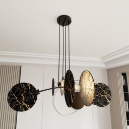 Emibig Motif lampa wisząca 4x10 W czarna-złota 1327/4