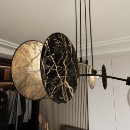 Emibig Motif lampa wisząca 4x10 W czarna-złota 1327/4