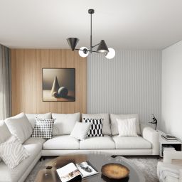 Emibig Hermes lampa wisząca 4x10 W biała-czarna 1347/4