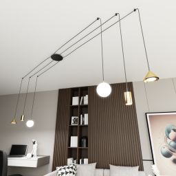 Emibig Fuji lampa wisząca 6x W czarna-złota 13506