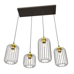 Emibig Vander lampa wisząca 4x15 W czarna-złota 13644