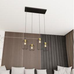 Emibig Vander lampa wisząca 4x15 W czarna-złota 13644