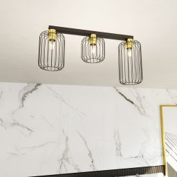 Emibig Barn lampa podsufitowa 3x15 W czarna-złota 1366/3