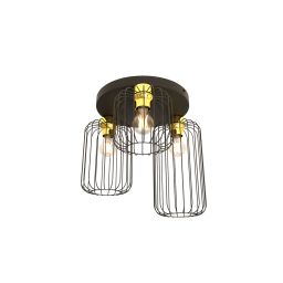 Emibig Barn lampa podsufitowa 3x15 W czarna-złota 1366/3PREM