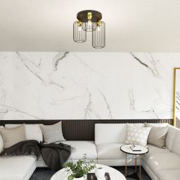 Emibig Barn lampa podsufitowa 3x15 W czarna-złota 1366/3PREM