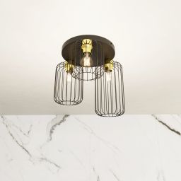 Emibig Barn lampa podsufitowa 3x15 W czarna-złota 1366/3PREM