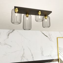 Emibig Barn lampa podsufitowa 4x15 W czarna-złota 1366/4