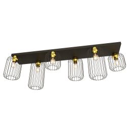 Emibig Barn lampa podsufitowa 6x15 W czarna-złota 1366/6