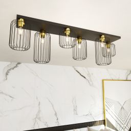 Emibig Barn lampa podsufitowa 6x15 W czarna-złota 1366/6