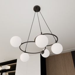 Emibig Libra lampa wisząca 5x10 W biała-czarna 1379/5