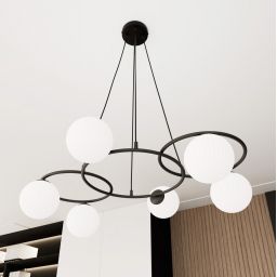 Emibig Libra lampa wisząca 6x10 W biała-czarna 1379/6