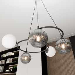 Emibig Libra lampa wisząca 5x10 W biała-czarna-grafitowa 1381/5