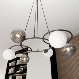 Emibig Libra lampa wisząca 6x10 W biała-czarna-grafitowa 1382/6