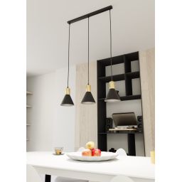 Emibig Rosa lampa wisząca 3x10 W czarna-złota 1388/3