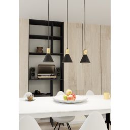 Emibig Rosa lampa wisząca 3x10 W czarna-złota 1388/3