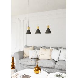 Emibig Rosa lampa wisząca 3x10 W czarna-złota 1388/3