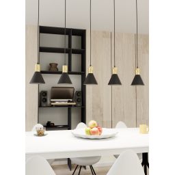 Emibig Rosa lampa wisząca 5x10 W czarna-złota 1388/5