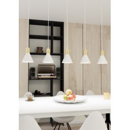 Emibig Rosa lampa wisząca 5x10 W biała-złota 1389/5